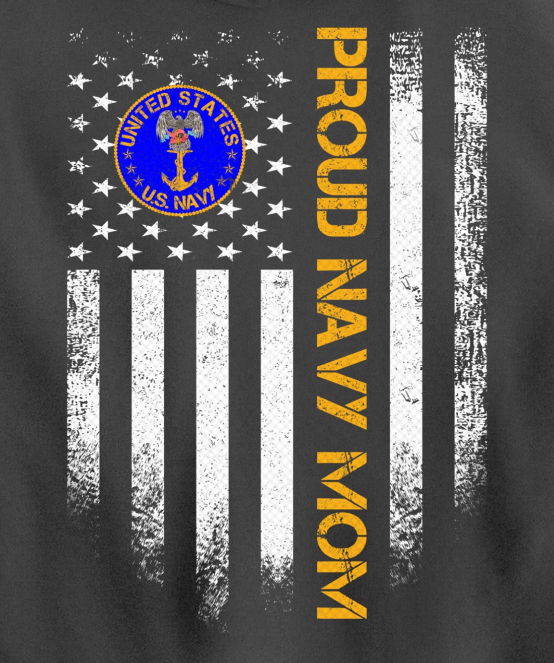 Vintage USA American Flag Proud US Navy Veteran Mom Funny Pullover Hoodie