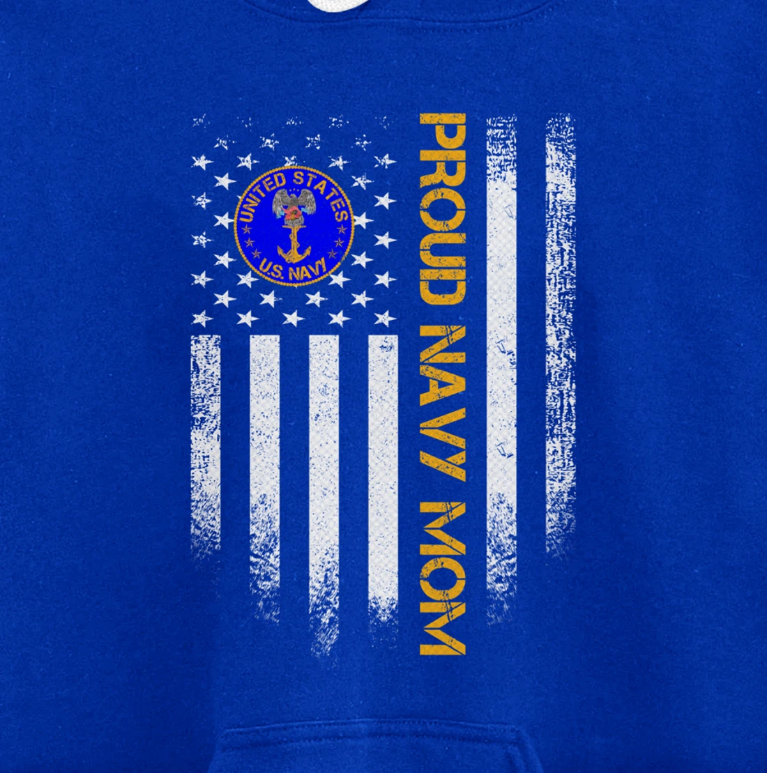 Vintage USA American Flag Proud US Navy Veteran Mom Funny Pullover Hoodie