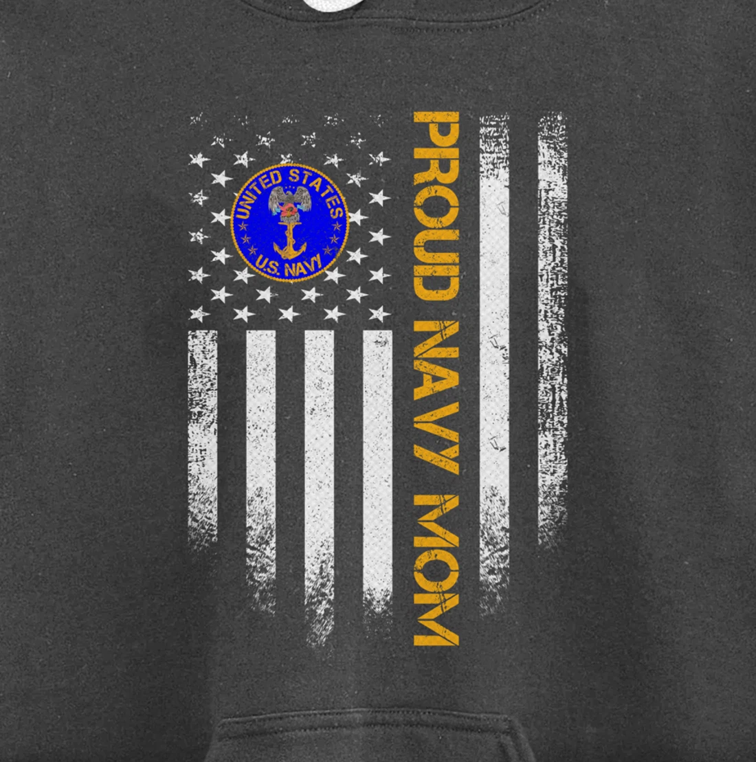 Vintage USA American Flag Proud US Navy Veteran Mom Funny Pullover Hoodie