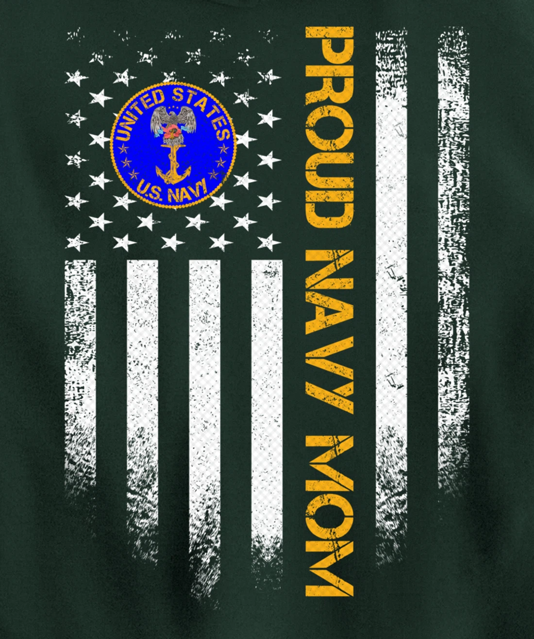 Vintage USA American Flag Proud US Navy Veteran Mom Funny Pullover Hoodie