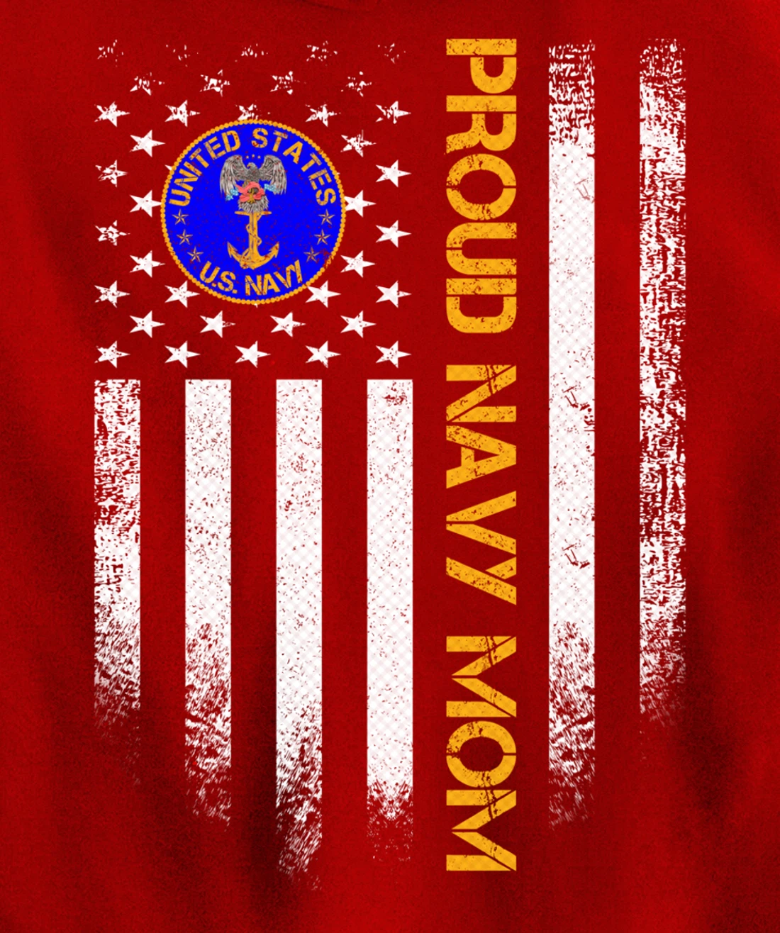 Vintage USA American Flag Proud US Navy Veteran Mom Funny Pullover Hoodie