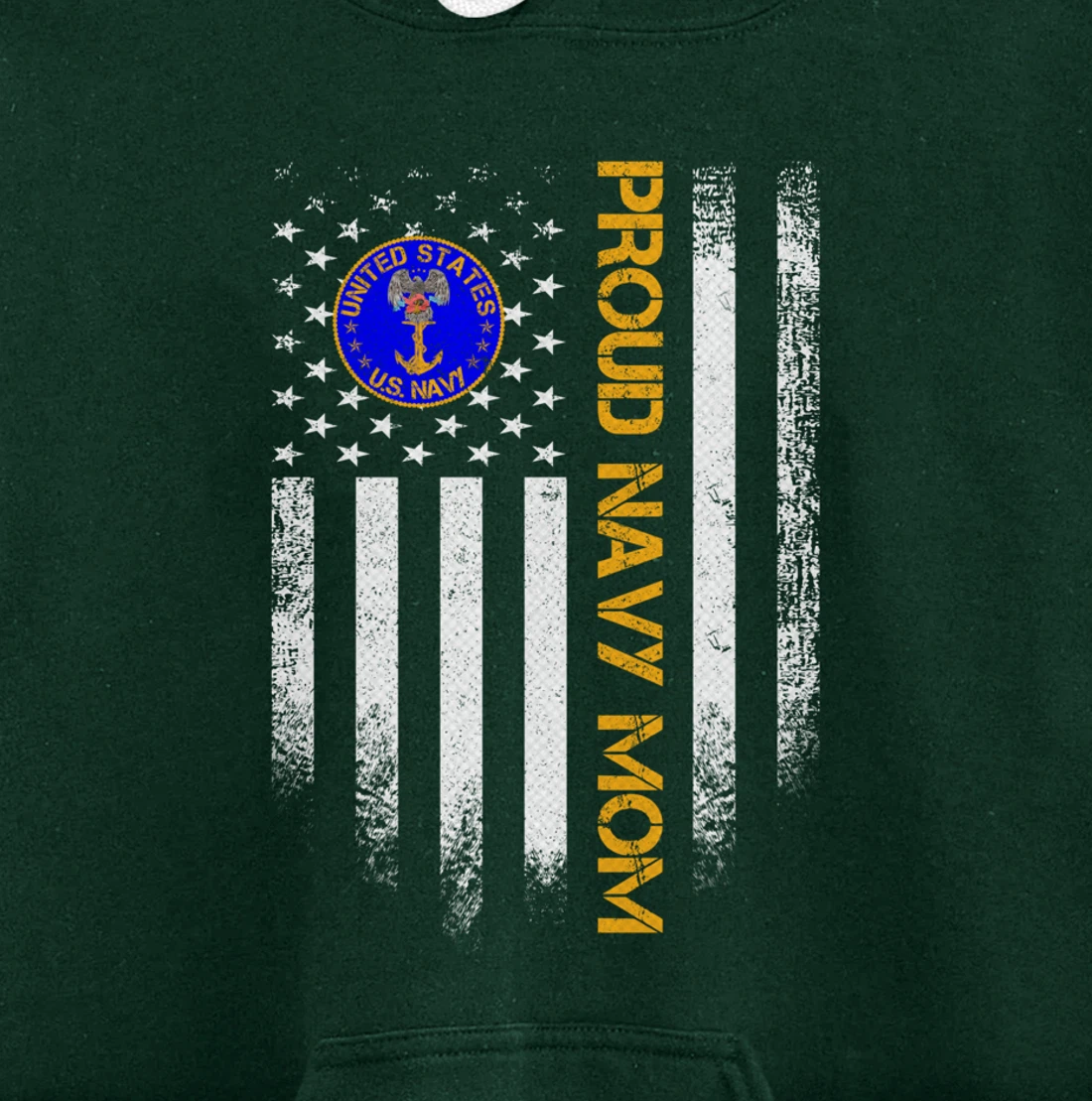 Vintage USA American Flag Proud US Navy Veteran Mom Funny Pullover Hoodie