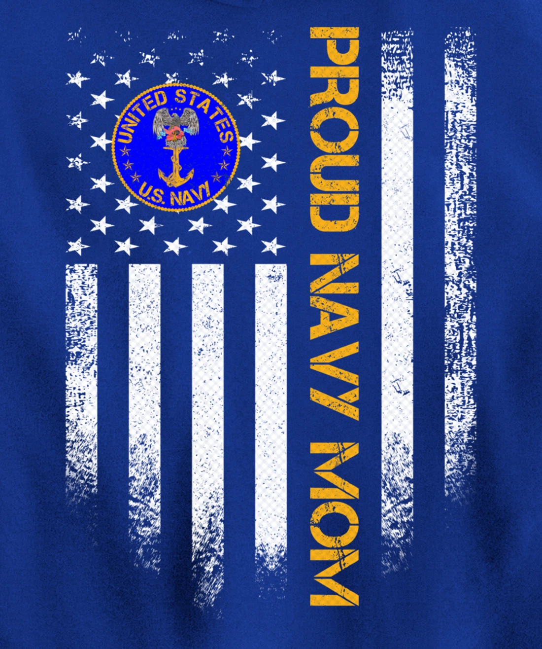 Vintage USA American Flag Proud US Navy Veteran Mom Funny Pullover Hoodie