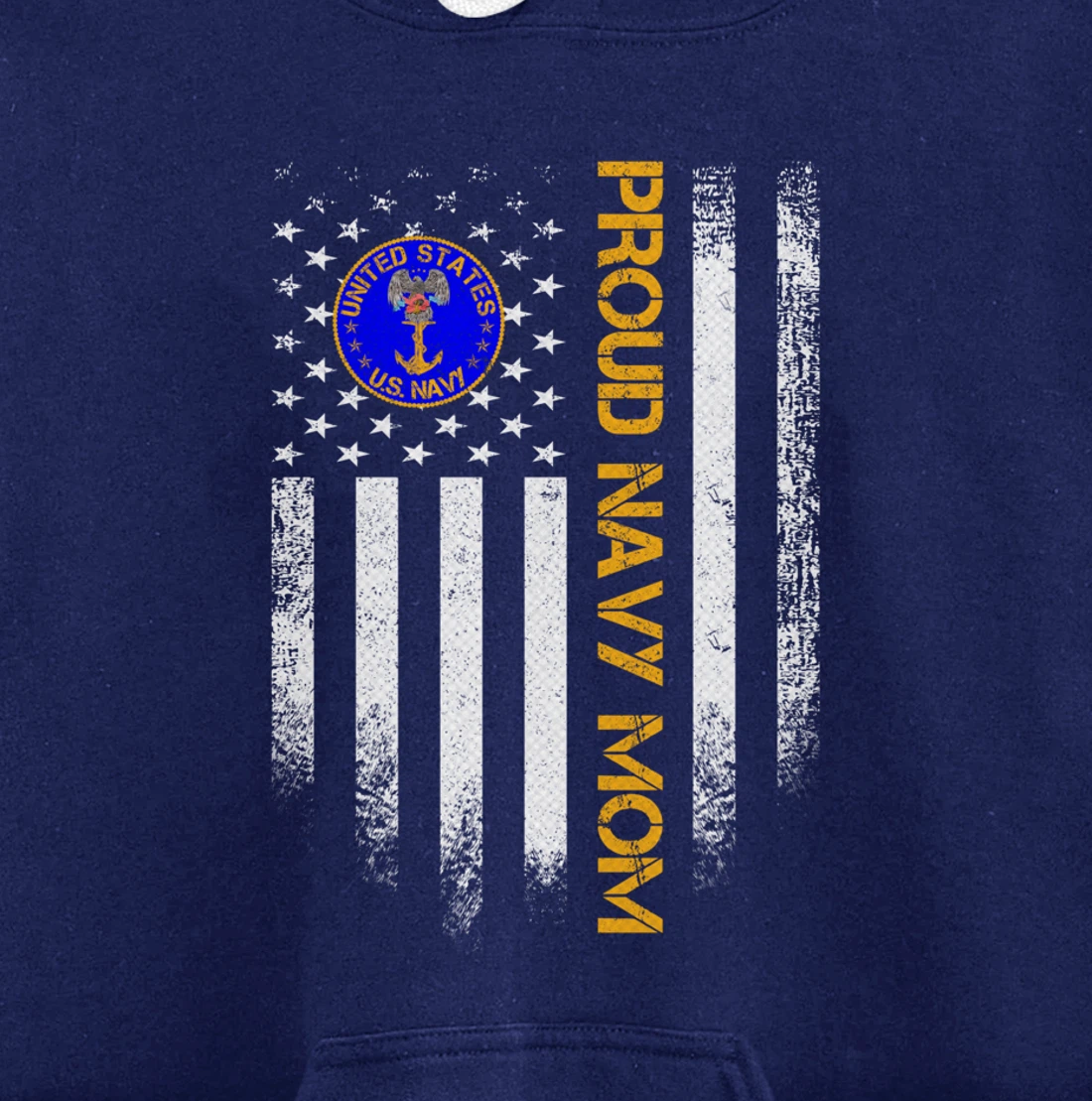 Vintage USA American Flag Proud US Navy Veteran Mom Funny Pullover Hoodie