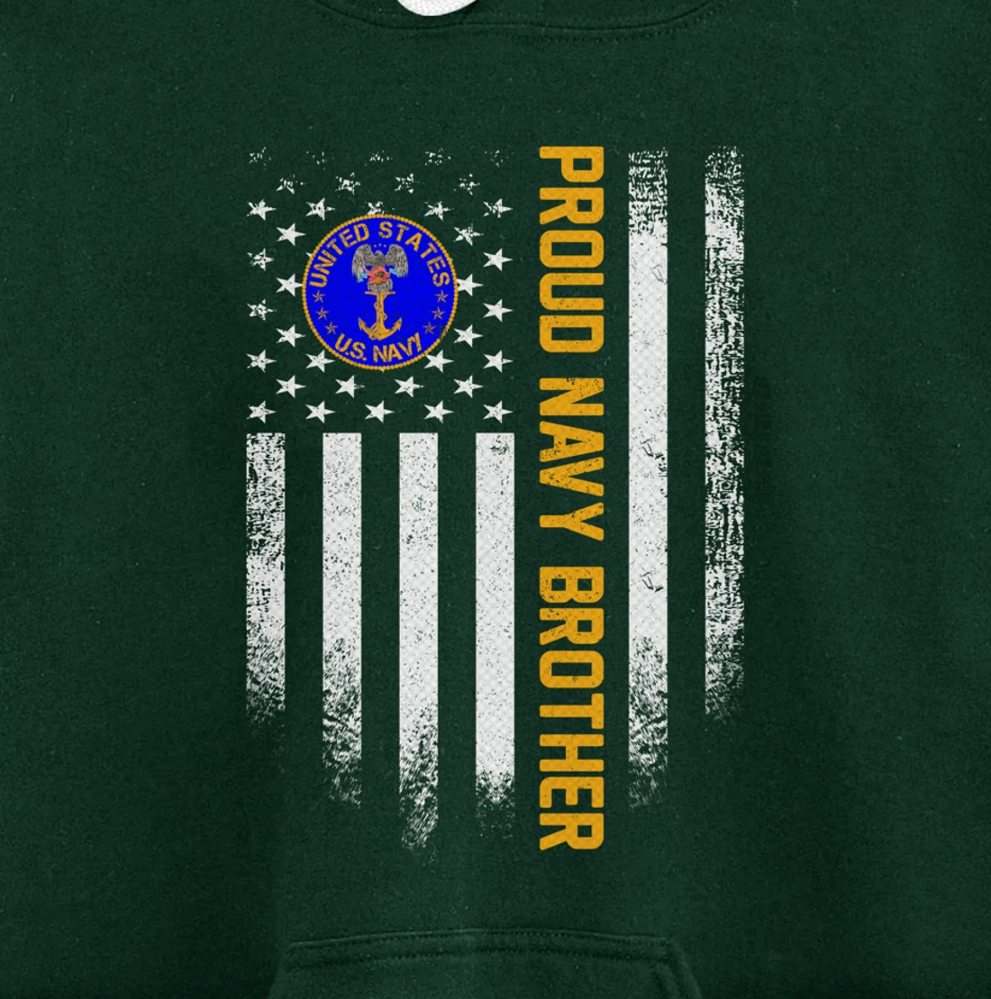 Vintage USA American Flag Proud US Navy Veteran Brother Gift Pullover Hoodie