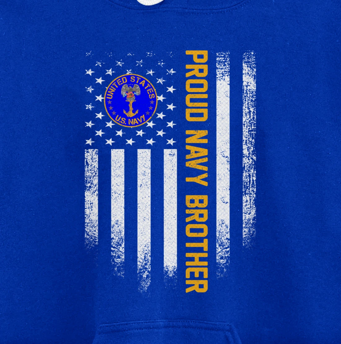 Vintage USA American Flag Proud US Navy Veteran Brother Gift Pullover Hoodie