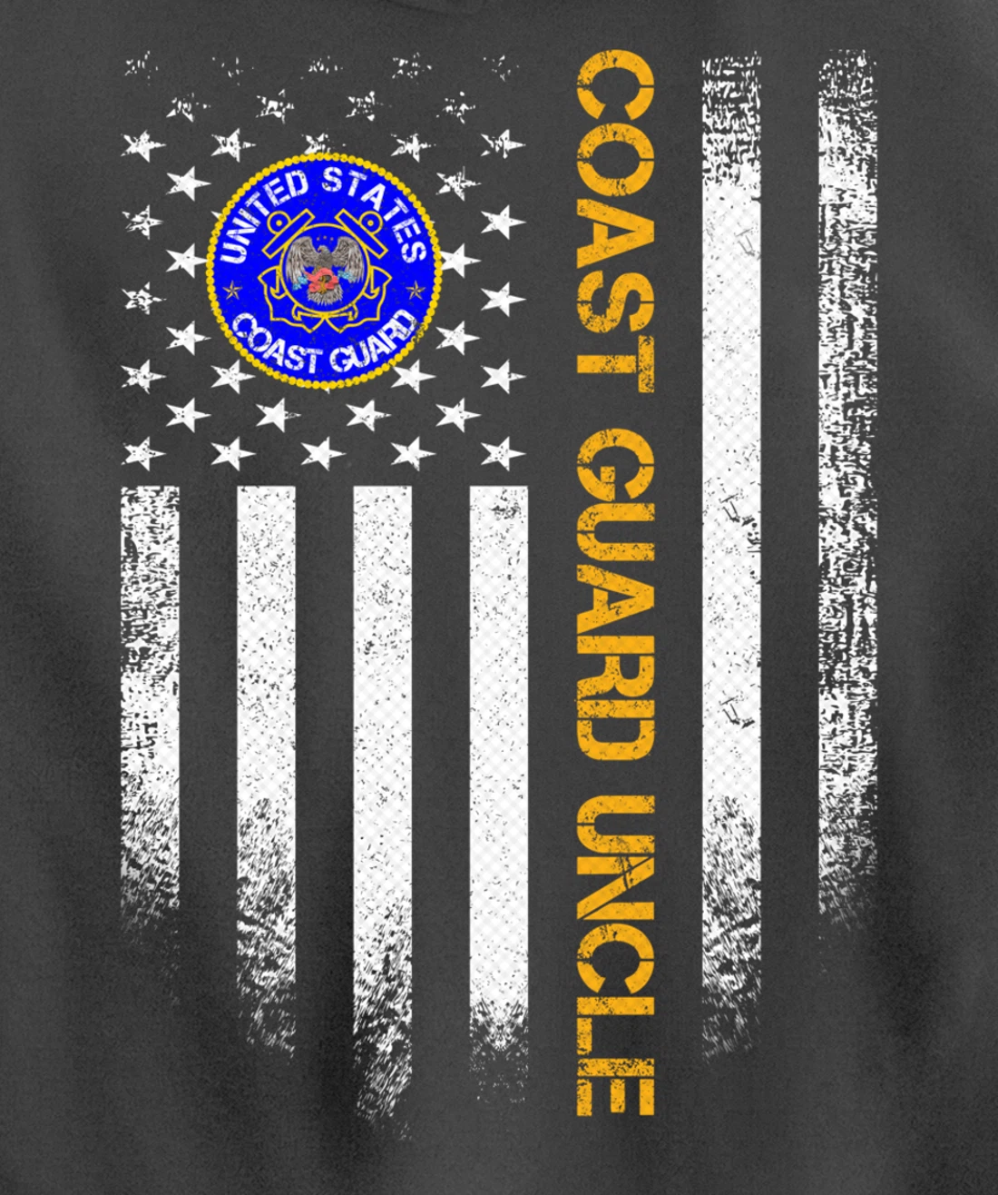 Vintage USA American Flag Proud US Coast Guard Veteran Uncle Pullover Hoodie