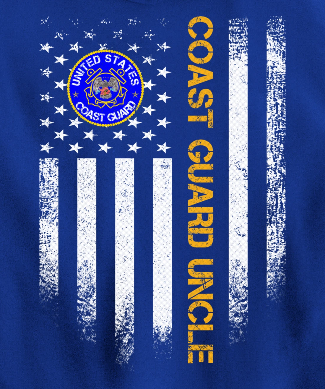 Vintage USA American Flag Proud US Coast Guard Veteran Uncle Pullover Hoodie