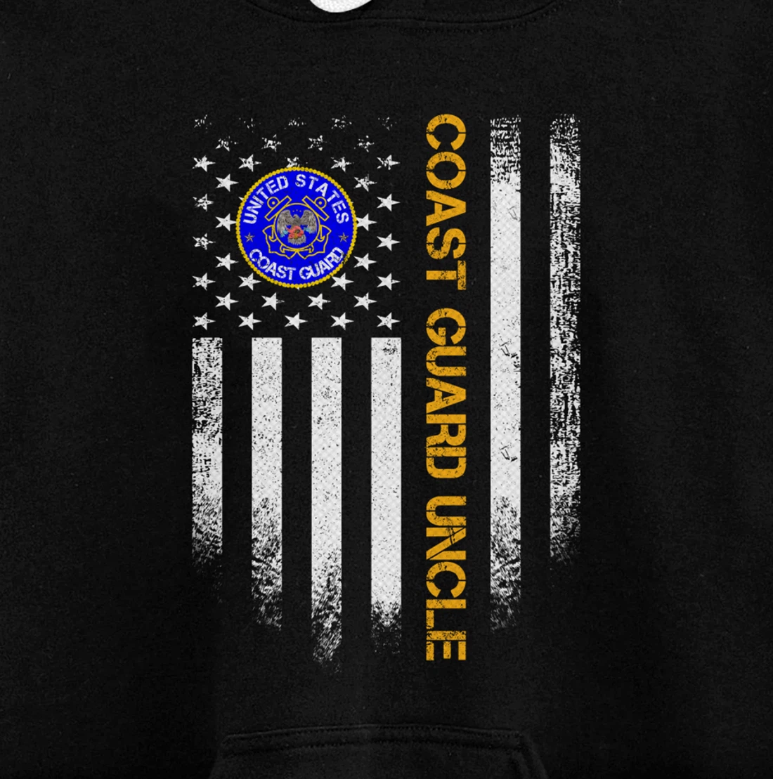 Vintage USA American Flag Proud US Coast Guard Veteran Uncle Pullover Hoodie