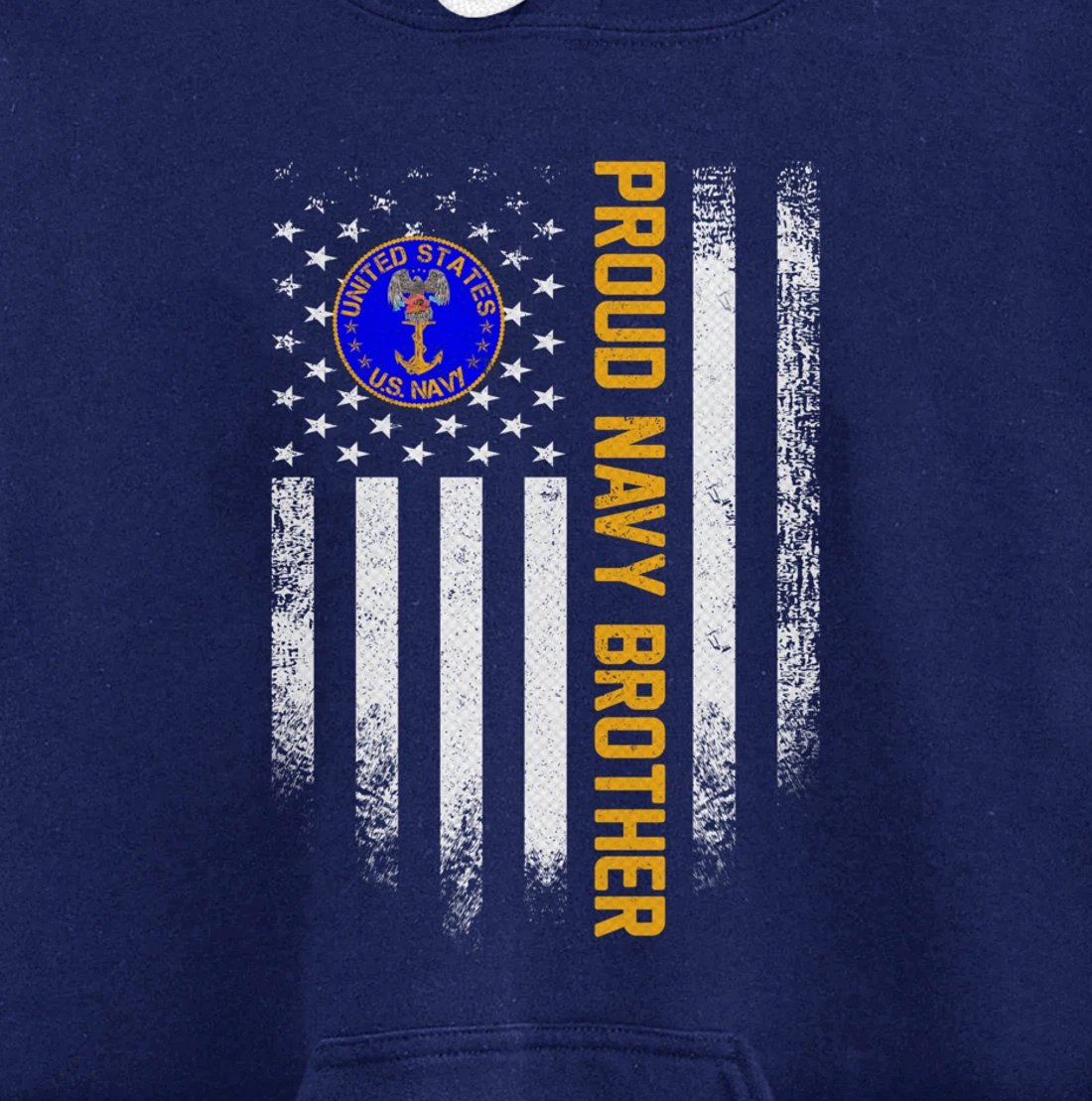 Vintage USA American Flag Proud US Navy Veteran Brother Gift Pullover Hoodie