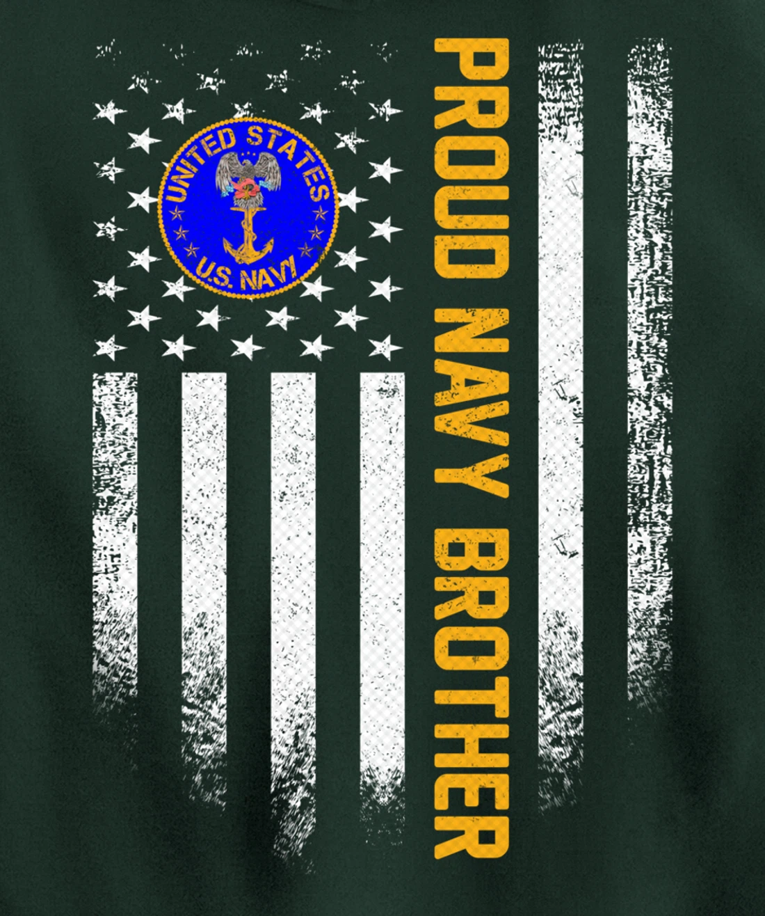 Vintage USA American Flag Proud US Navy Veteran Brother Gift Pullover Hoodie