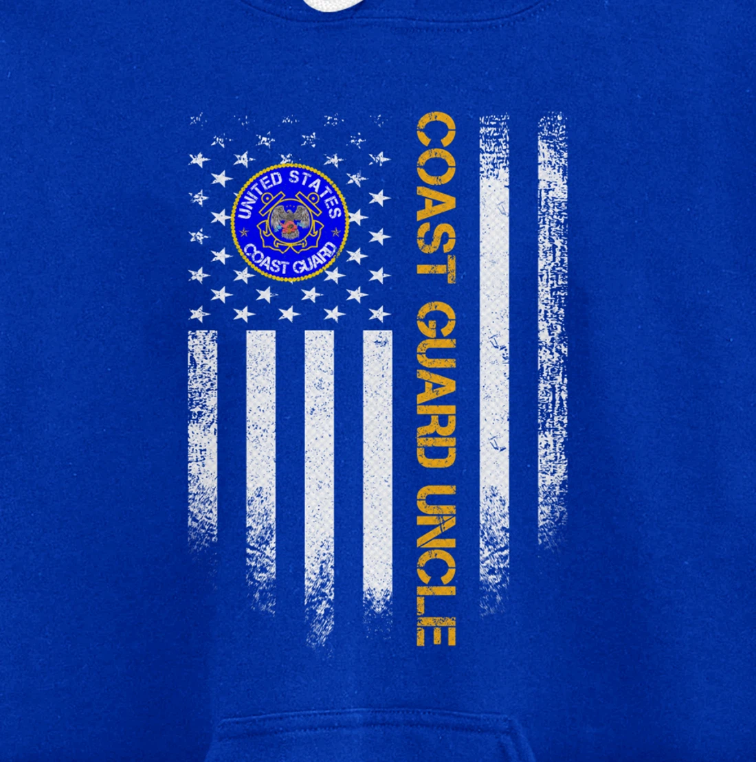 Vintage USA American Flag Proud US Coast Guard Veteran Uncle Pullover Hoodie