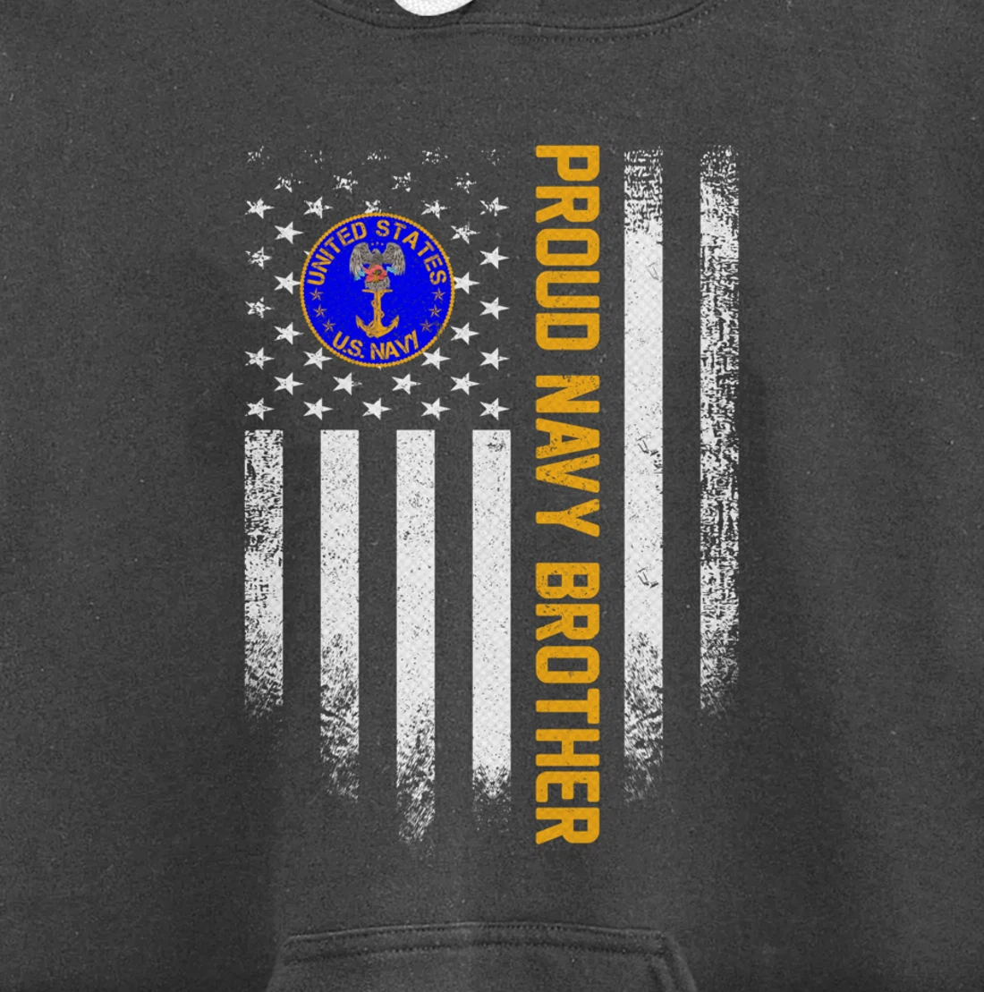 Vintage USA American Flag Proud US Navy Veteran Brother Gift Pullover Hoodie