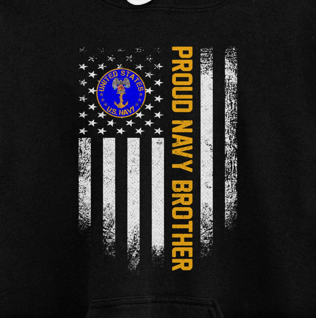 Vintage USA American Flag Proud US Navy Veteran Brother Gift Pullover Hoodie