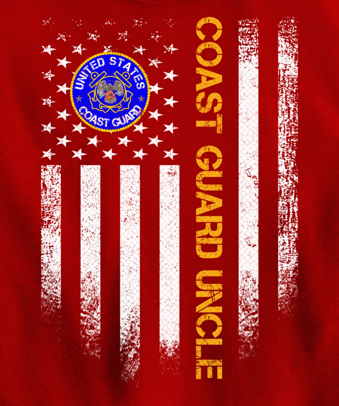 Vintage USA American Flag Proud US Coast Guard Veteran Uncle Pullover Hoodie