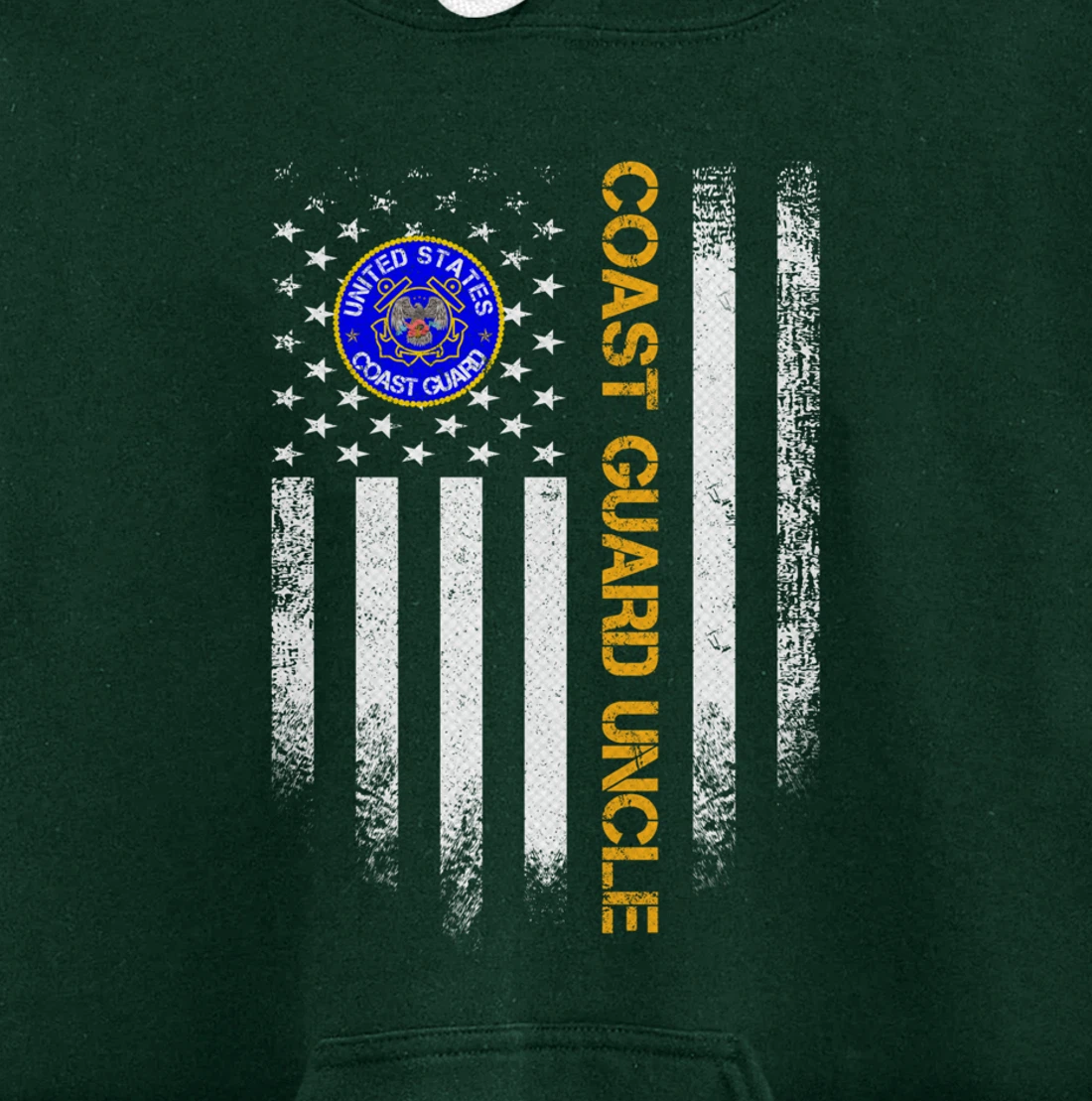 Vintage USA American Flag Proud US Coast Guard Veteran Uncle Pullover Hoodie
