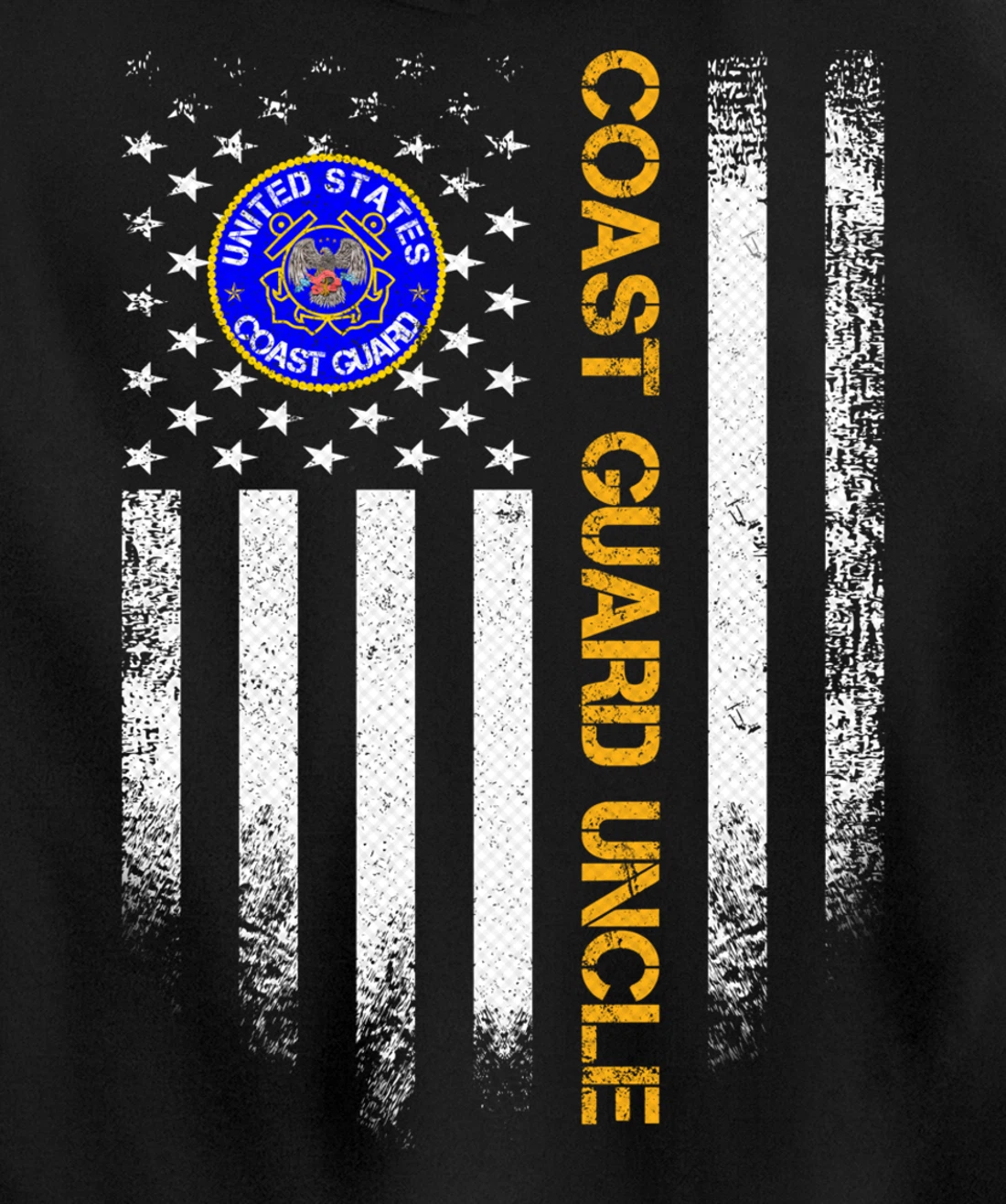 Vintage USA American Flag Proud US Coast Guard Veteran Uncle Pullover Hoodie