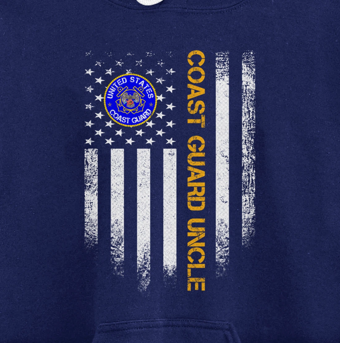Vintage USA American Flag Proud US Coast Guard Veteran Uncle Pullover Hoodie