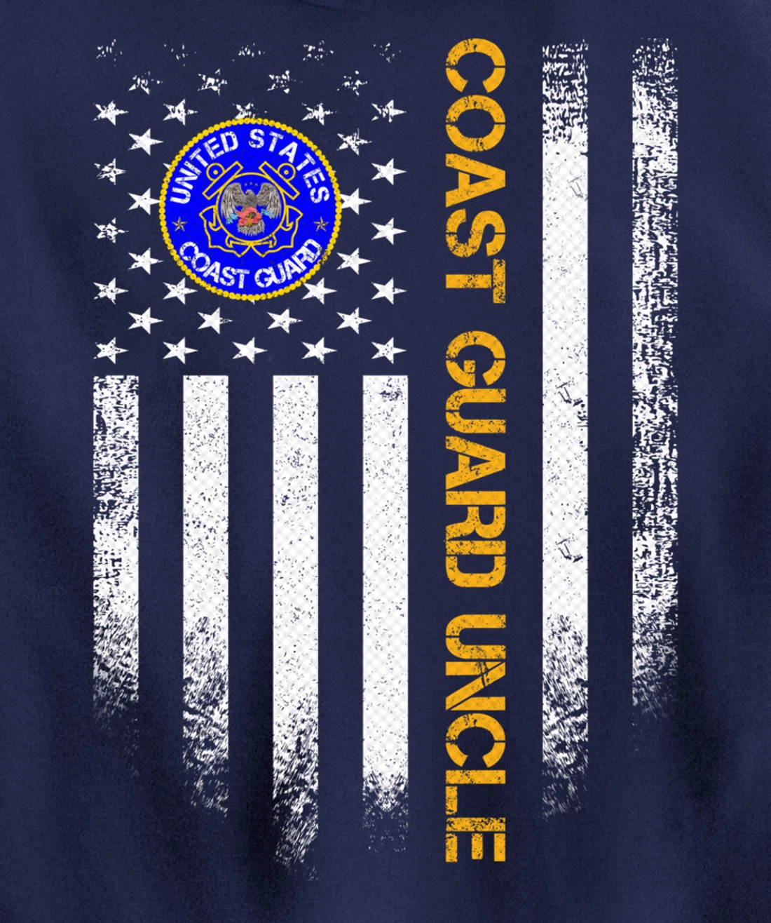 Vintage USA American Flag Proud US Coast Guard Veteran Uncle Pullover Hoodie