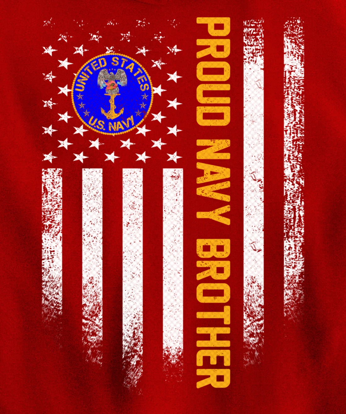 Vintage USA American Flag Proud US Navy Veteran Brother Gift Pullover Hoodie