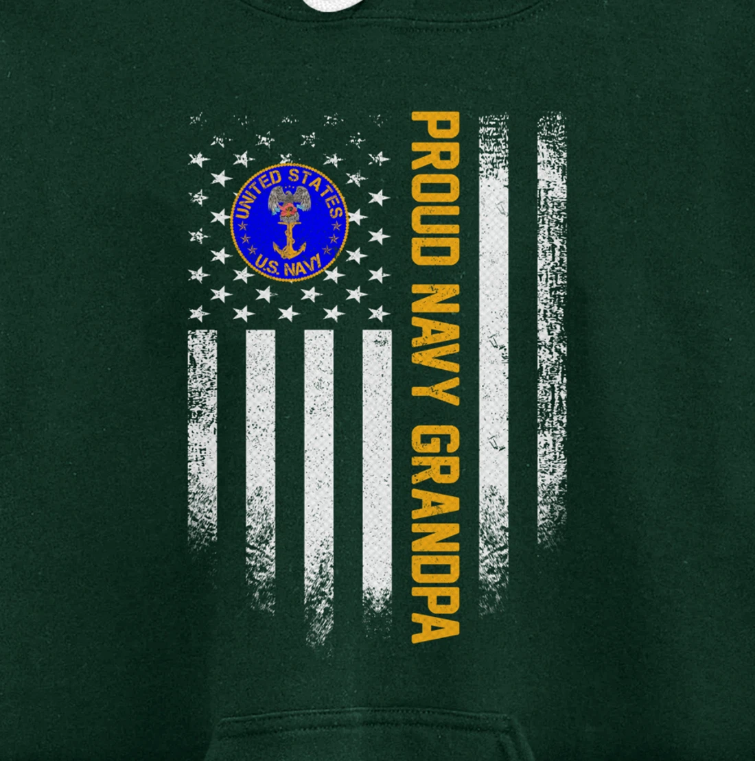 Vintage USA American Flag Proud US Navy Veteran Grandpa Gift Pullover Hoodie