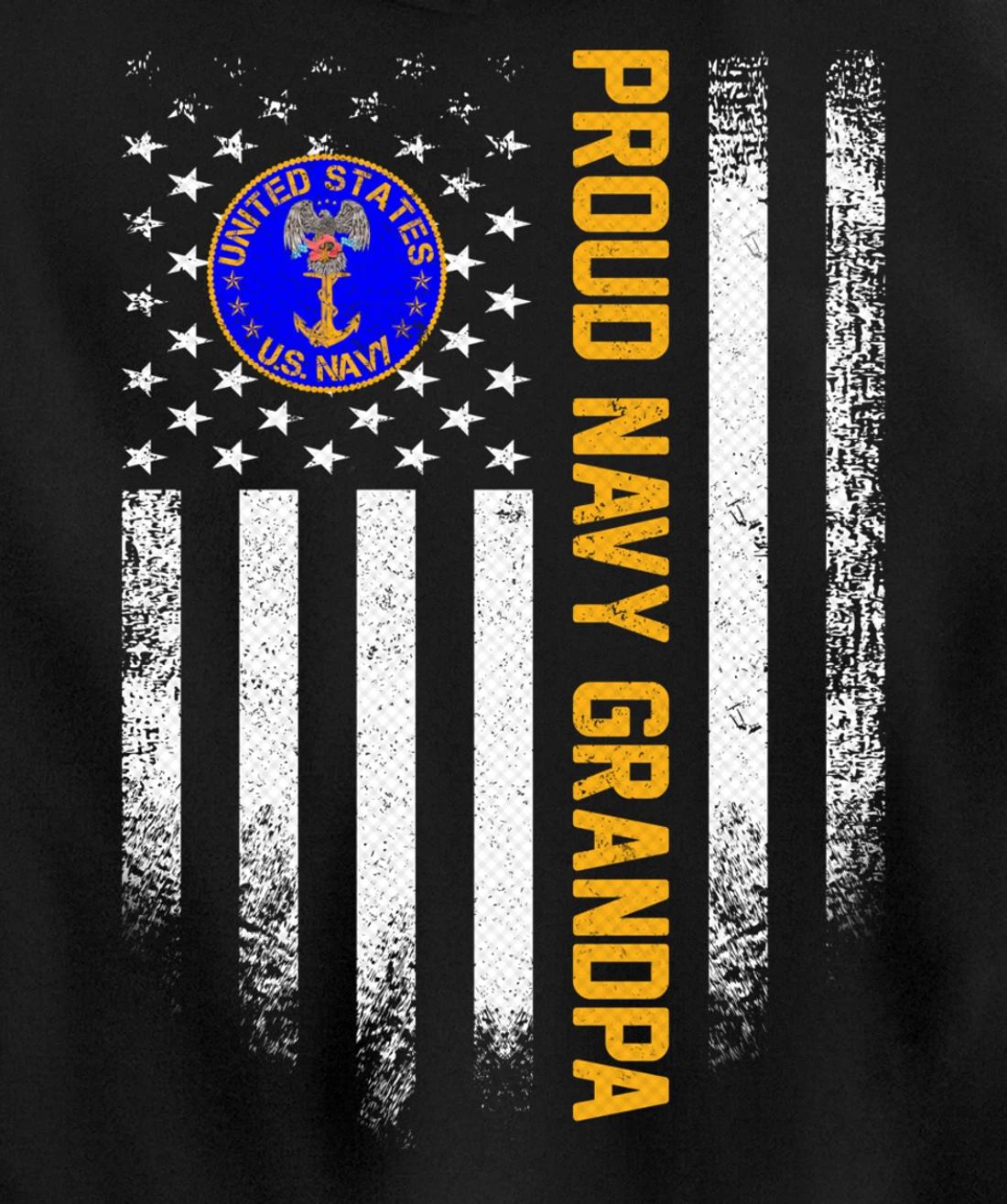 Vintage USA American Flag Proud US Navy Veteran Grandpa Gift Pullover Hoodie