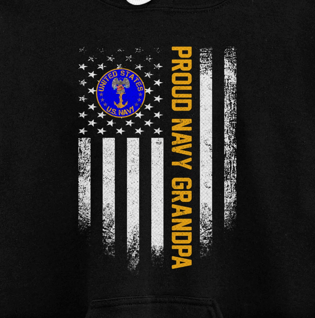 Vintage USA American Flag Proud US Navy Veteran Grandpa Gift Pullover Hoodie
