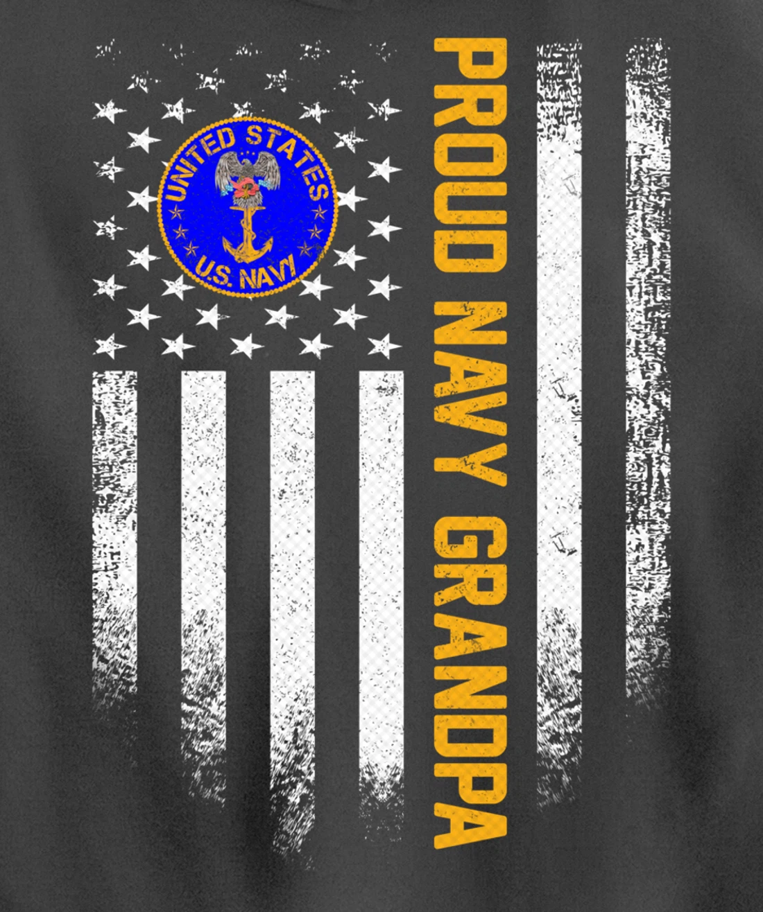 Vintage USA American Flag Proud US Navy Veteran Grandpa Gift Pullover Hoodie