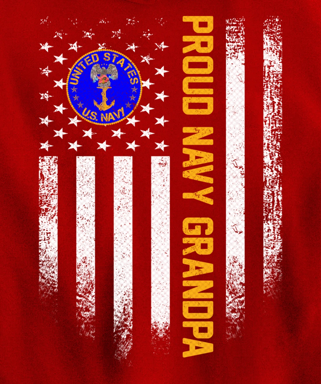 Vintage USA American Flag Proud US Navy Veteran Grandpa Gift Pullover Hoodie