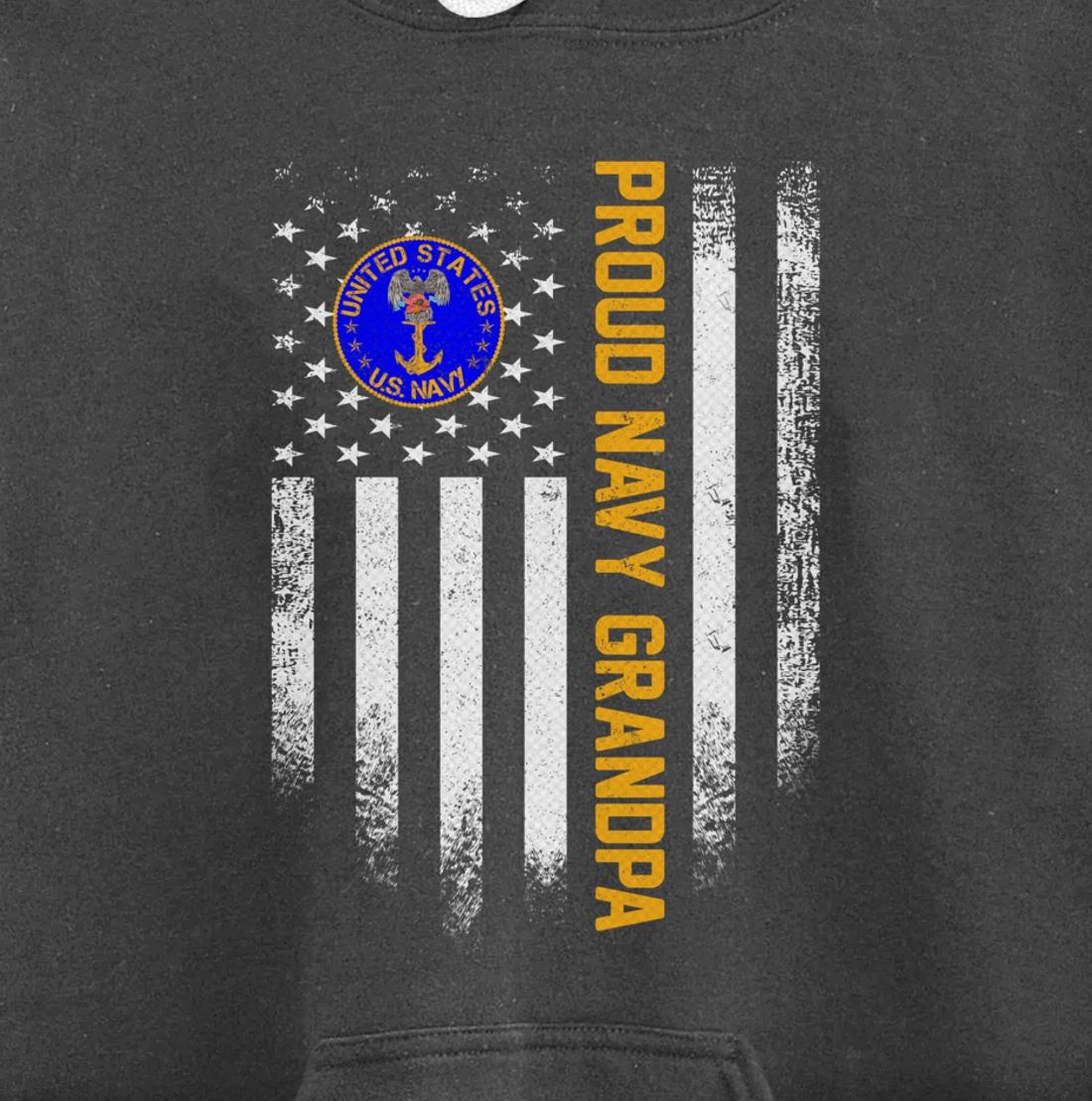 Vintage USA American Flag Proud US Navy Veteran Grandpa Gift Pullover Hoodie