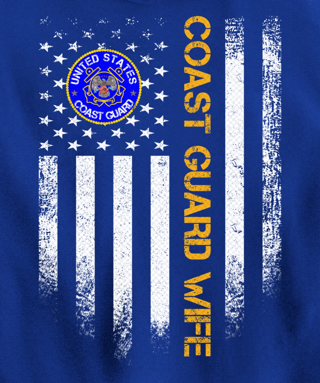 Vintage USA American Flag Proud US Coast Guard Veteran Wife Pullover Hoodie