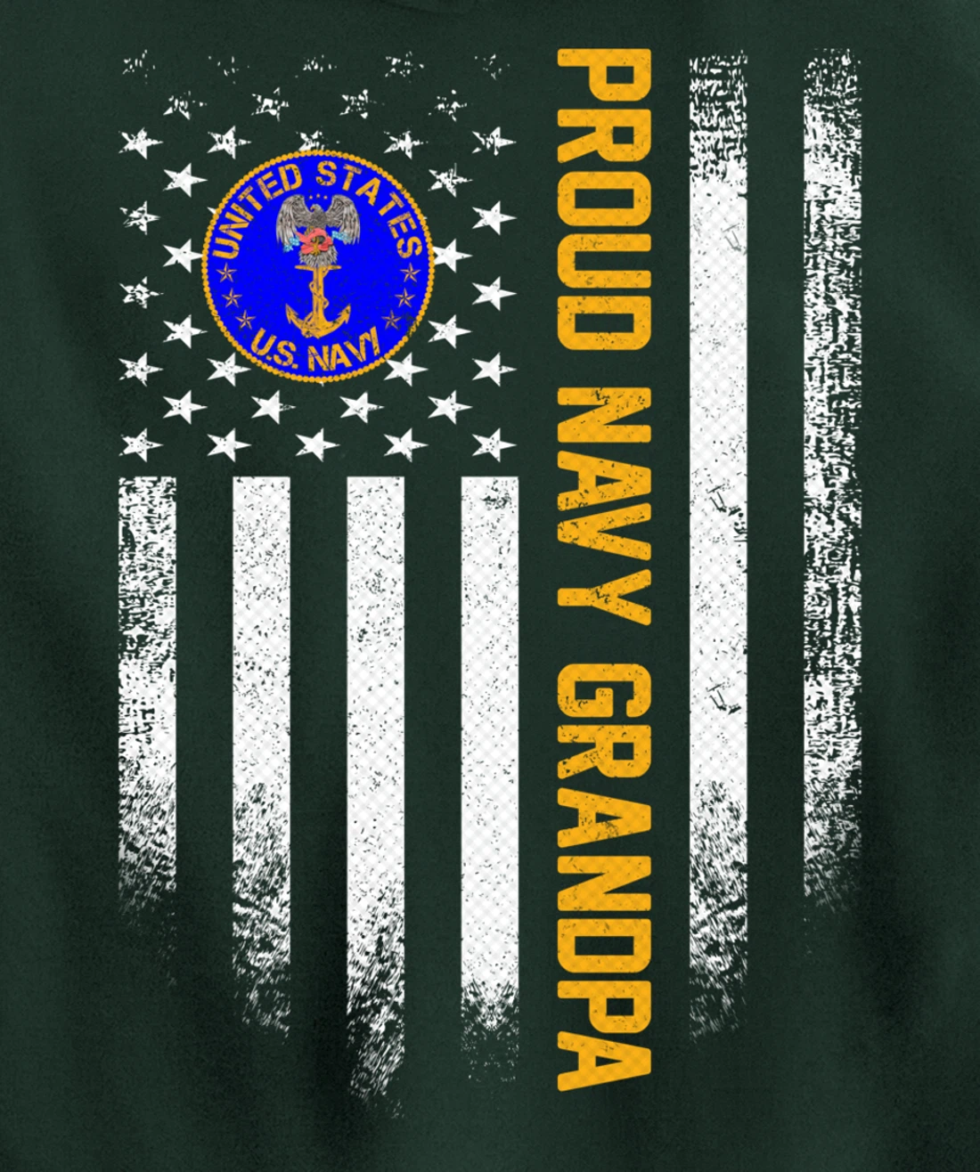 Vintage USA American Flag Proud US Navy Veteran Grandpa Gift Pullover Hoodie