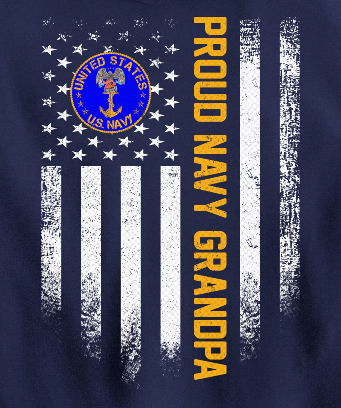 Vintage USA American Flag Proud US Navy Veteran Grandpa Gift Pullover Hoodie