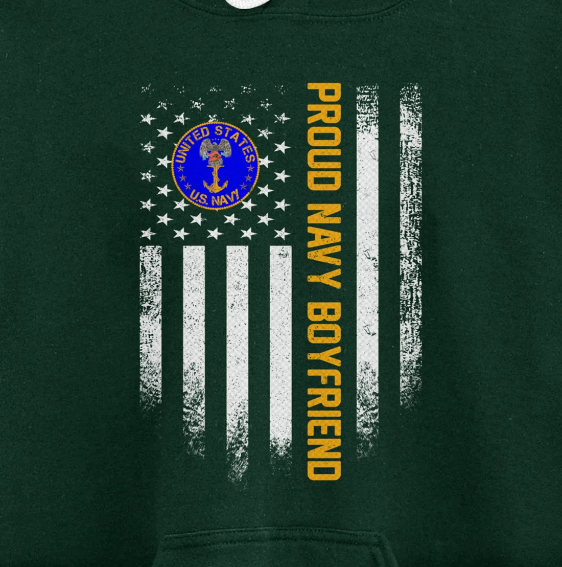 Vintage USA American Flag Proud US Navy Veteran Boyfriend Pullover Hoodie