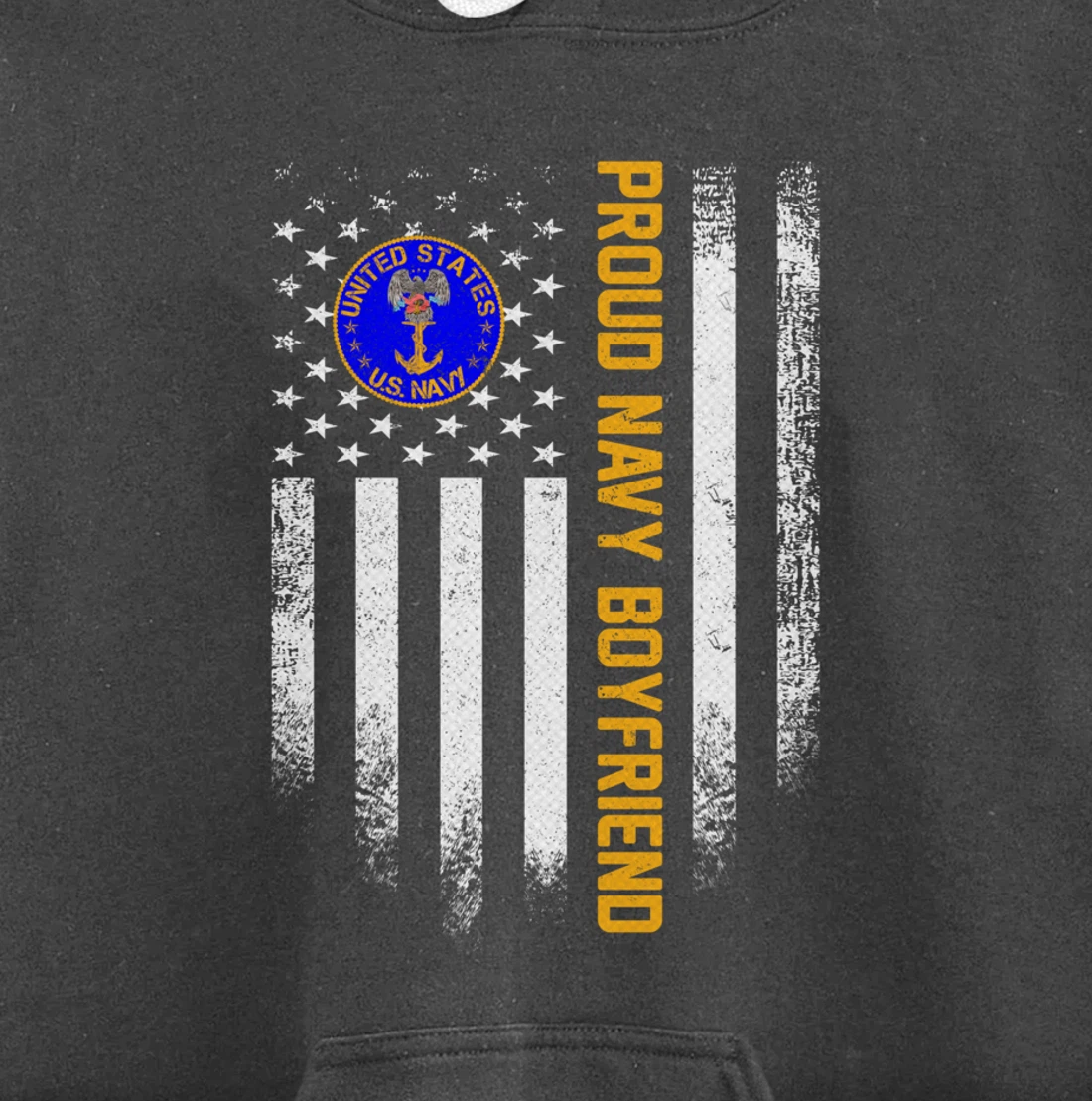 Vintage USA American Flag Proud US Navy Veteran Boyfriend Pullover Hoodie