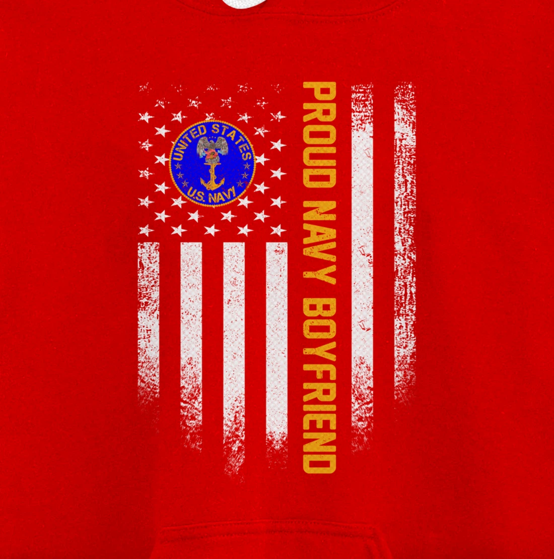 Vintage USA American Flag Proud US Navy Veteran Boyfriend Pullover Hoodie