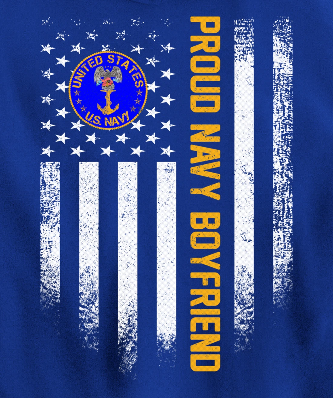 Vintage USA American Flag Proud US Navy Veteran Boyfriend Pullover Hoodie