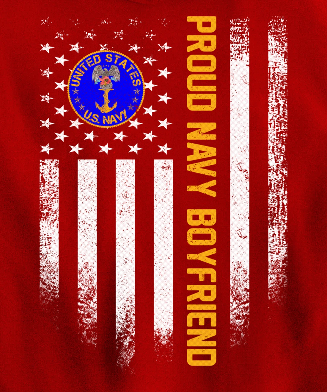 Vintage USA American Flag Proud US Navy Veteran Boyfriend Pullover Hoodie