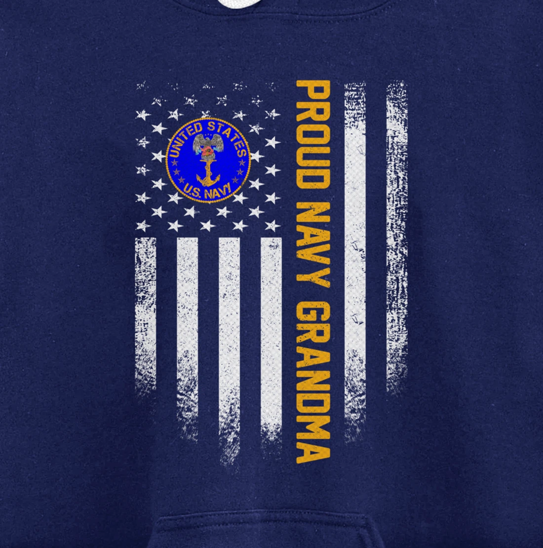 Vintage USA American Flag Proud US Navy Veteran Grandma Gift Pullover Hoodie