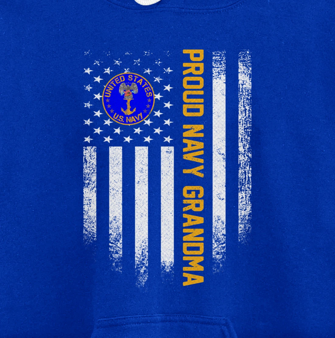 Vintage USA American Flag Proud US Navy Veteran Grandma Gift Pullover Hoodie