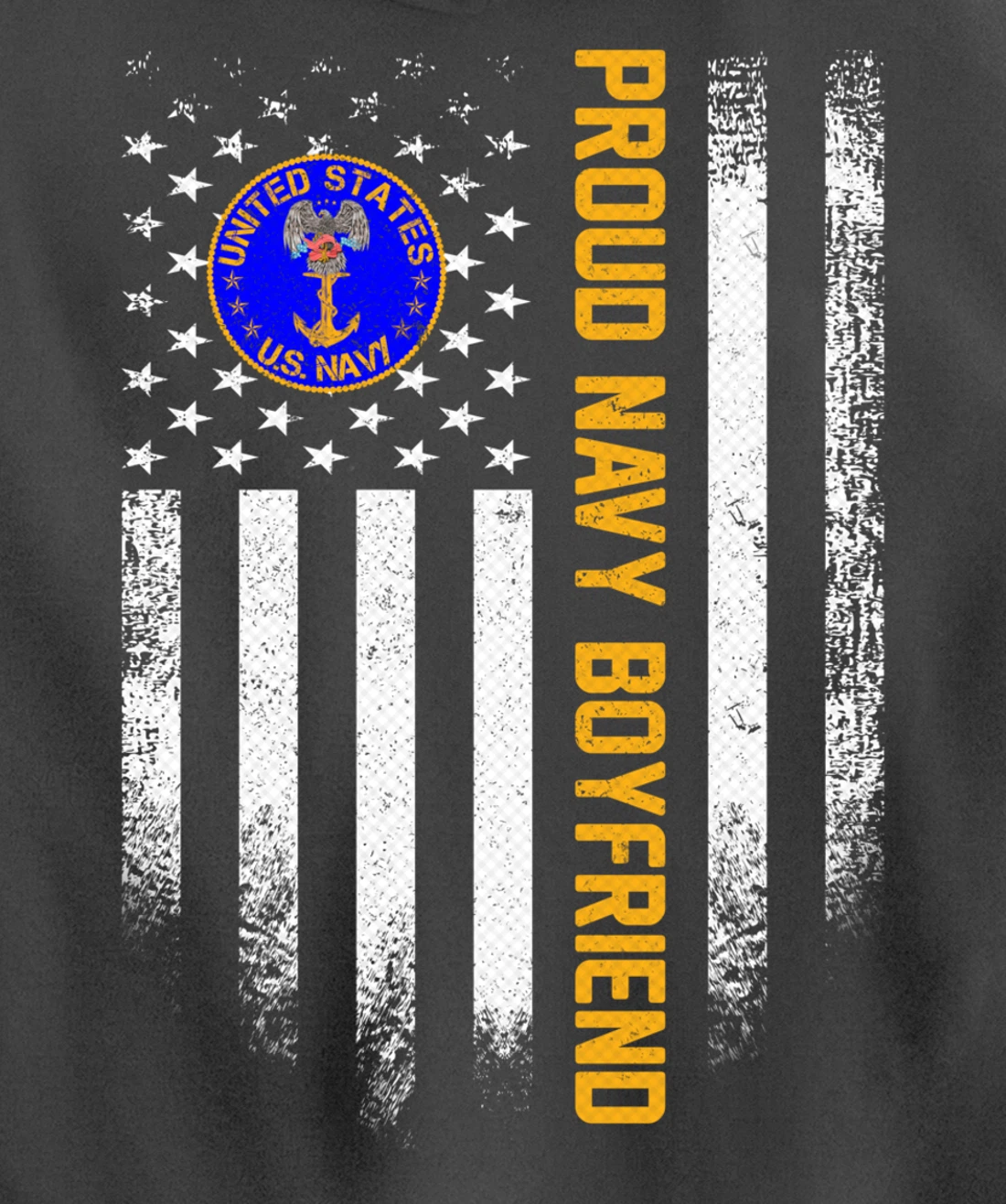 Vintage USA American Flag Proud US Navy Veteran Boyfriend Pullover Hoodie