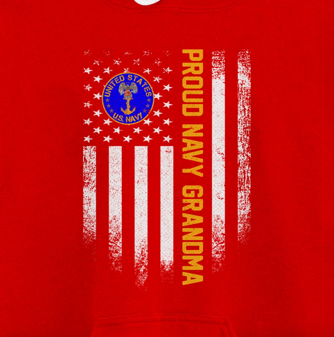 Vintage USA American Flag Proud US Navy Veteran Grandma Gift Pullover Hoodie