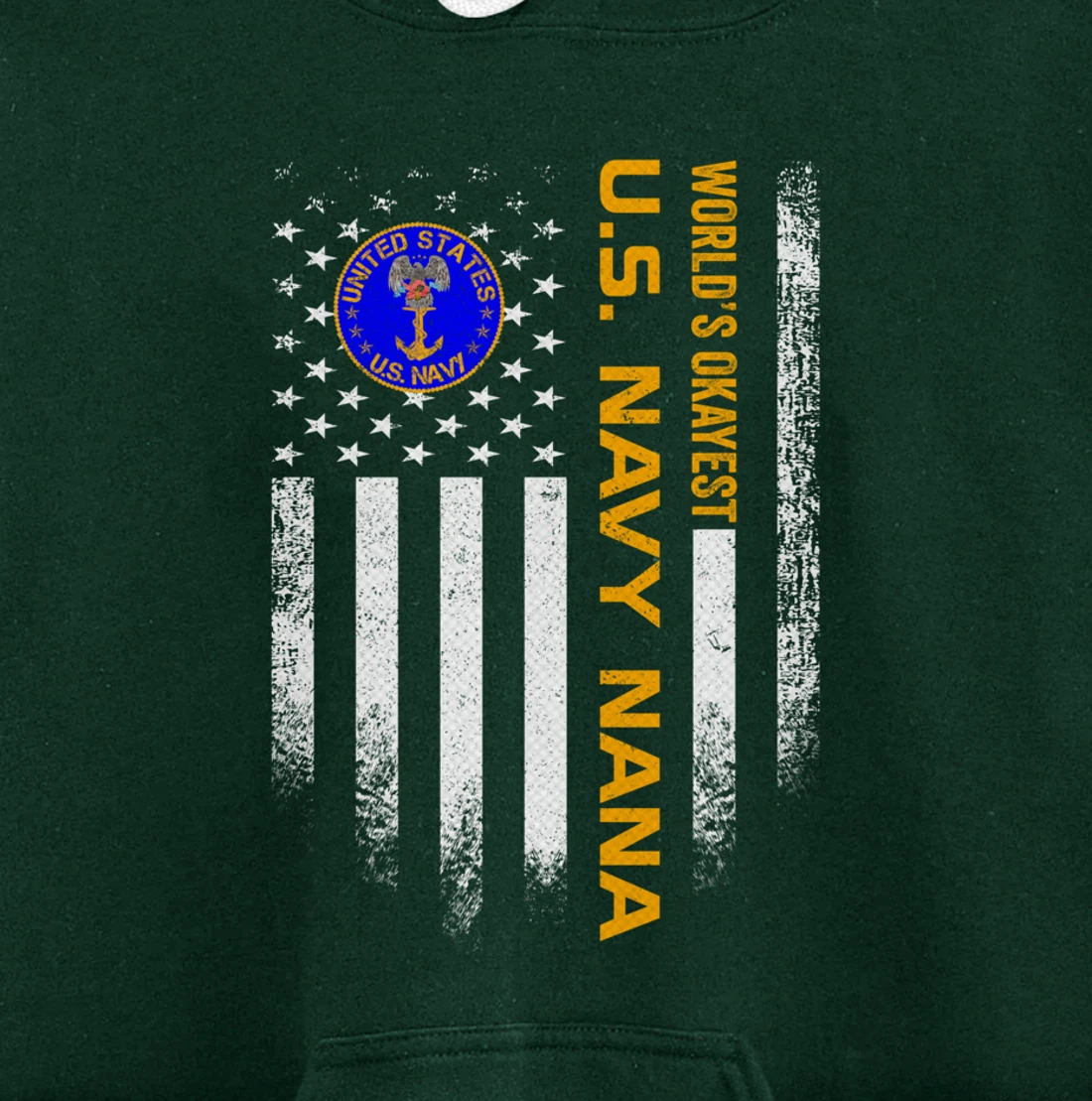 Vintage USA American Flag World's Okayest Navy Veteran Nana Pullover Hoodie