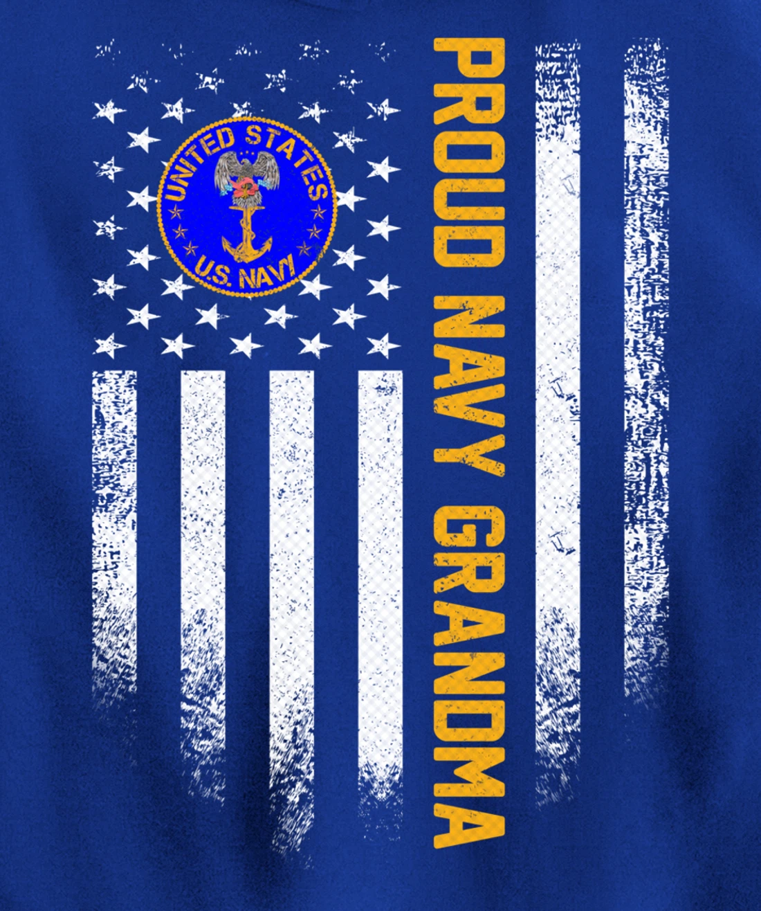 Vintage USA American Flag Proud US Navy Veteran Grandma Gift Pullover Hoodie