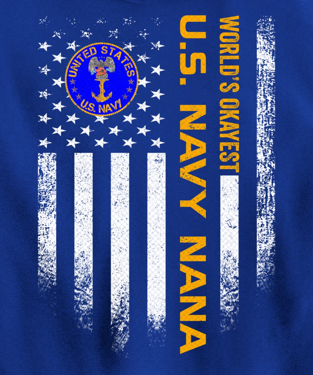 Vintage USA American Flag World's Okayest Navy Veteran Nana Pullover Hoodie