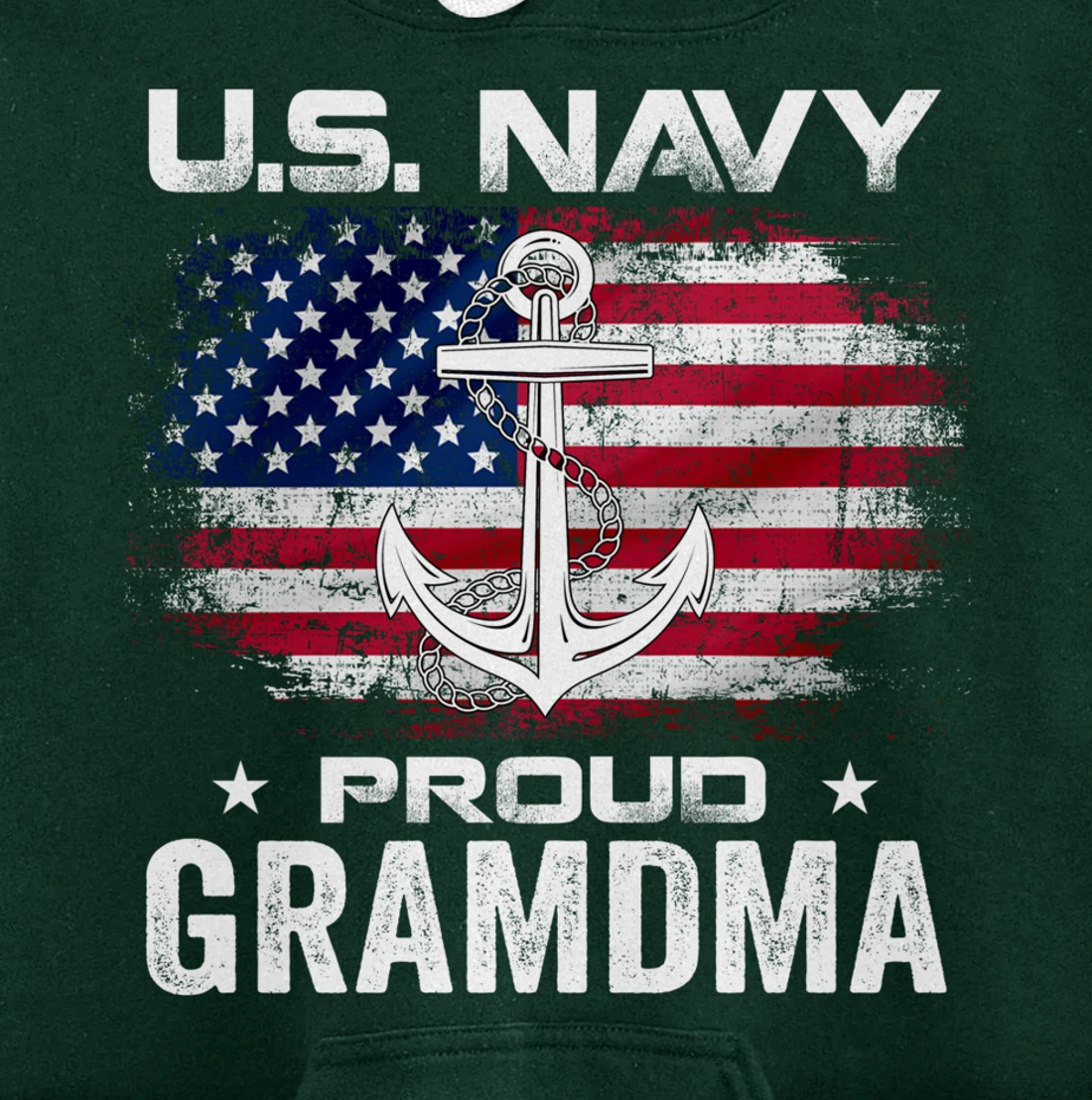 U.S Navy Proud Grandma With American Flag Gift Veteran Pullover Hoodie