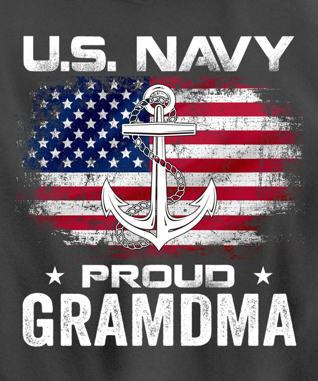 U.S Navy Proud Grandma With American Flag Gift Veteran Pullover Hoodie