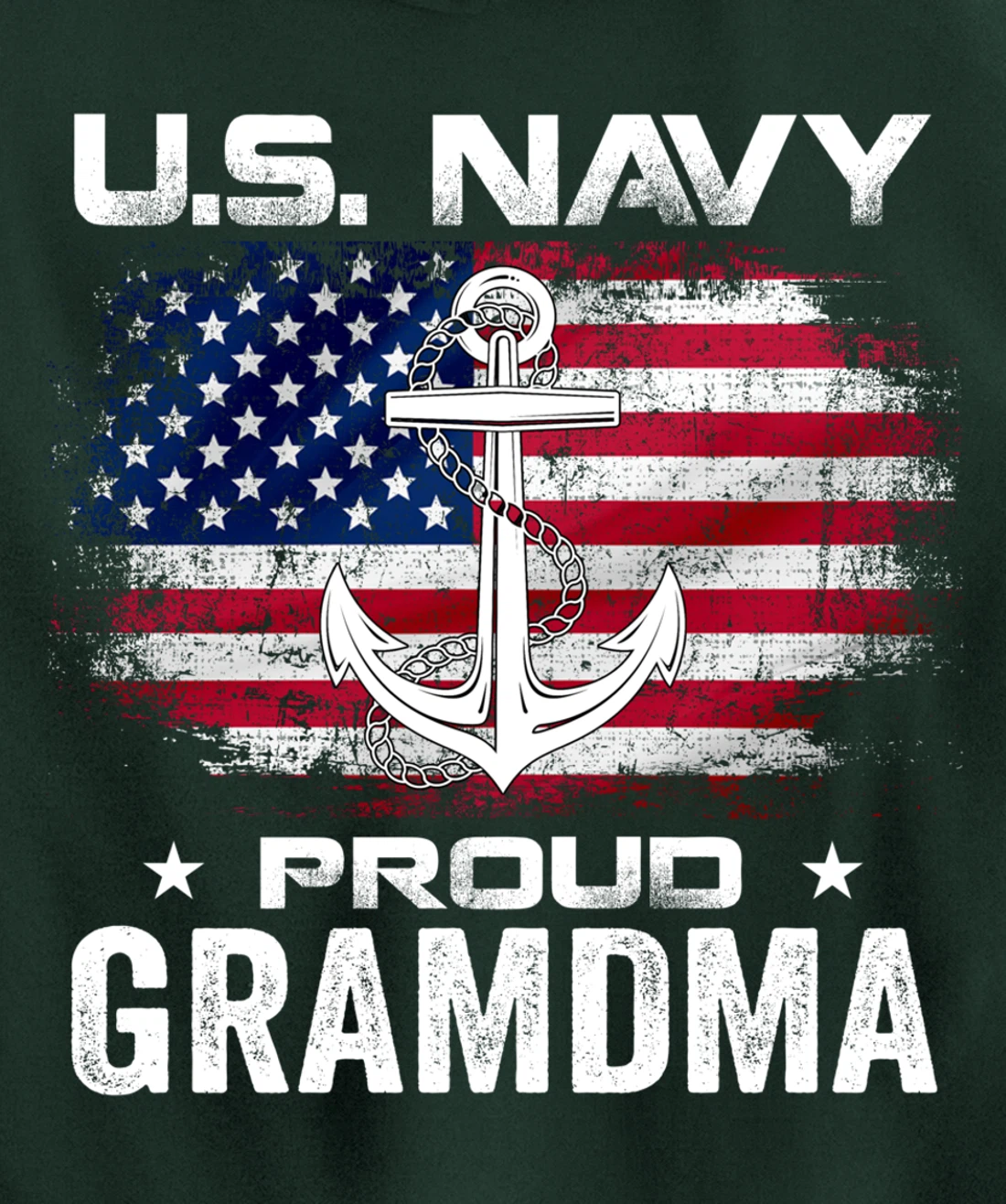 U.S Navy Proud Grandma With American Flag Gift Veteran Pullover Hoodie