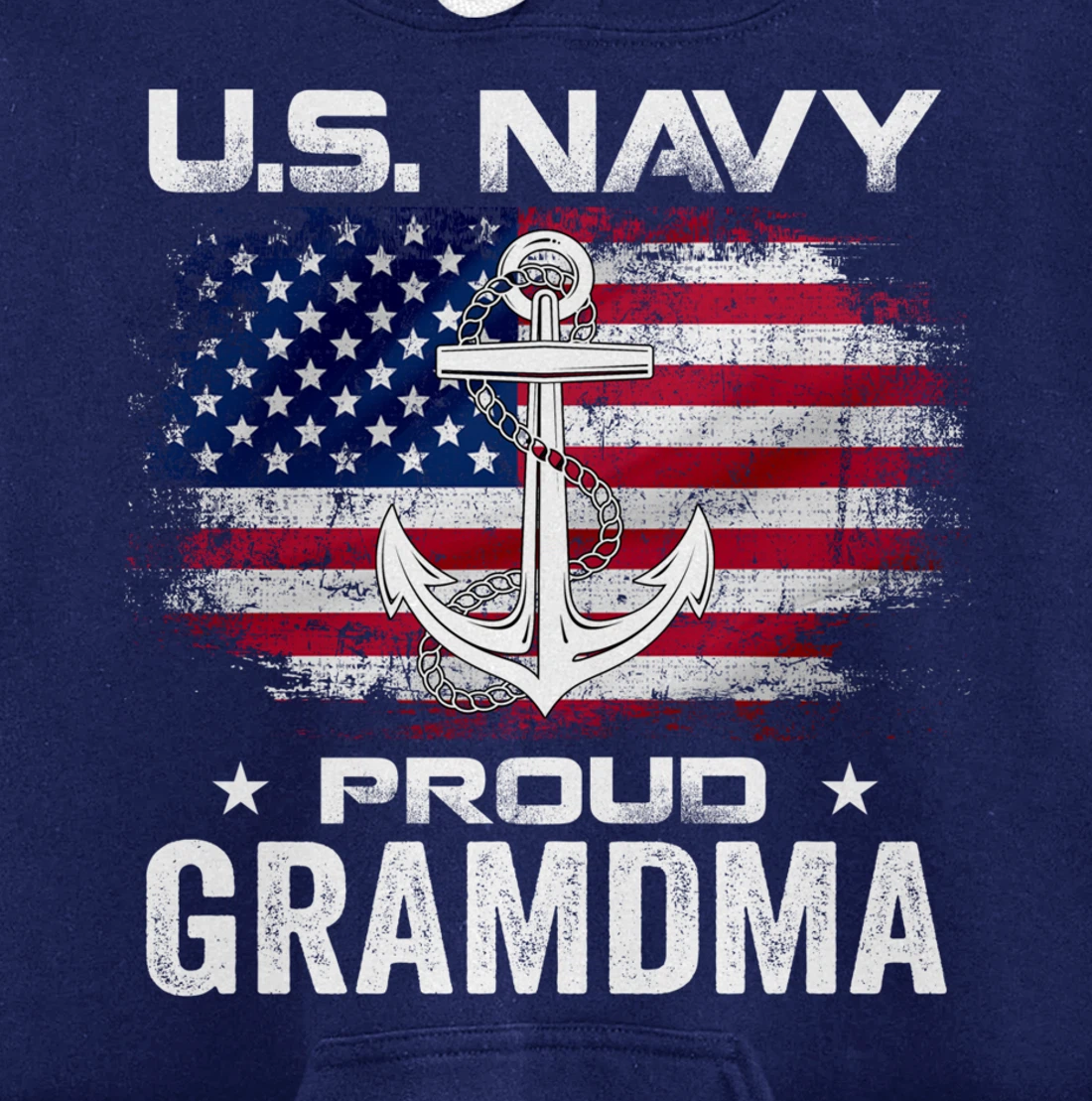 U.S Navy Proud Grandma With American Flag Gift Veteran Pullover Hoodie
