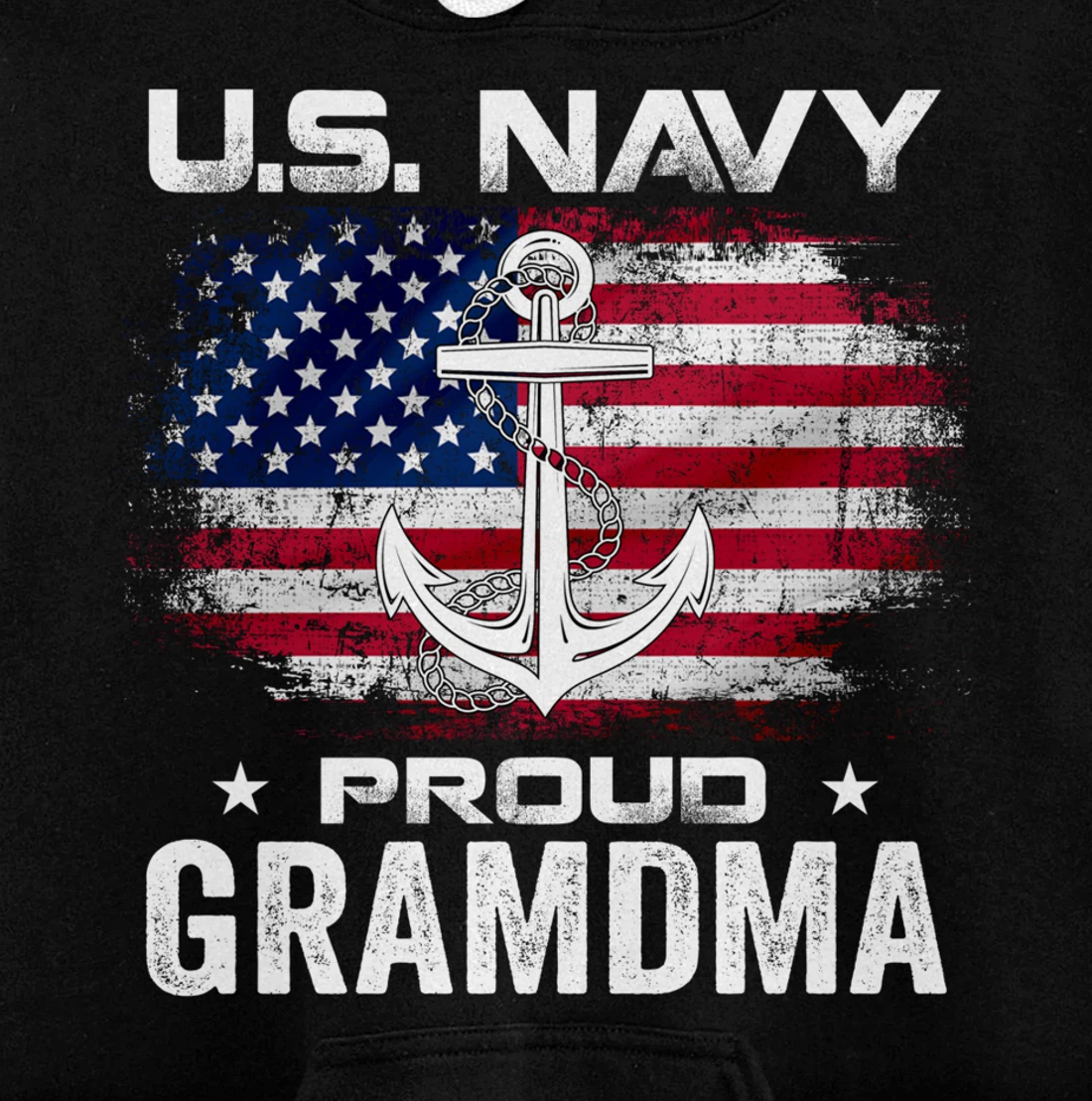 U.S Navy Proud Grandma With American Flag Gift Veteran Pullover Hoodie